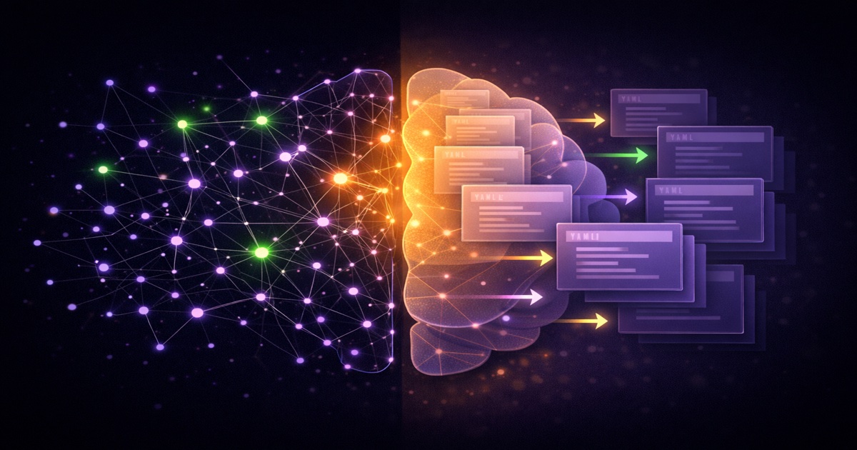 A brain split between an organic knowledge graph and structured markdown files — the convergence of human notes and AI memory